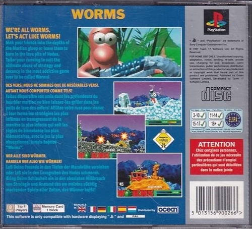 Worms Platinum - PS1 (B Grade) (Genbrug)